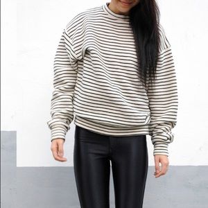Vintage American Apparel Ottoman Pullover in Black and Cream Stripe